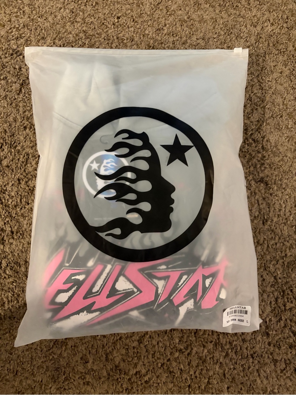 Hellstar Graphic Tee in White with Pink/Black Logo